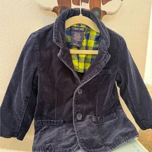 Cherokee Navy Corduroy Kids Blazer with Green Plaid Lining